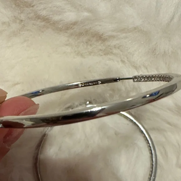 Givenchy Silver Crystal Hoop Earrings - Pavé Sparkle - Picture 2 of 7